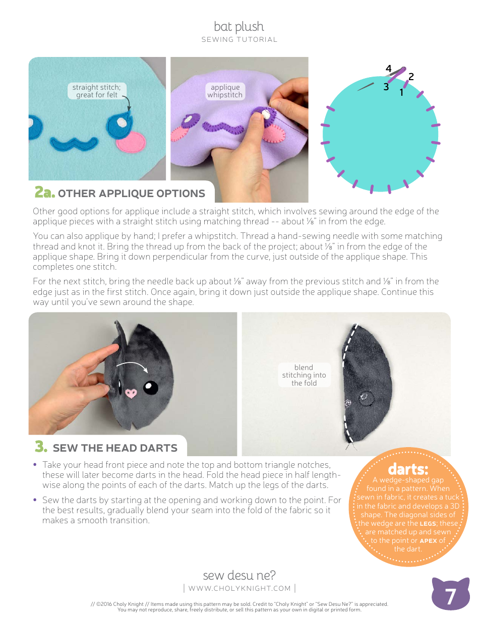 Bat Plush Sewing Pattern Template, Page 7