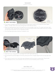 Bat Plush Sewing Pattern Template, Page 9