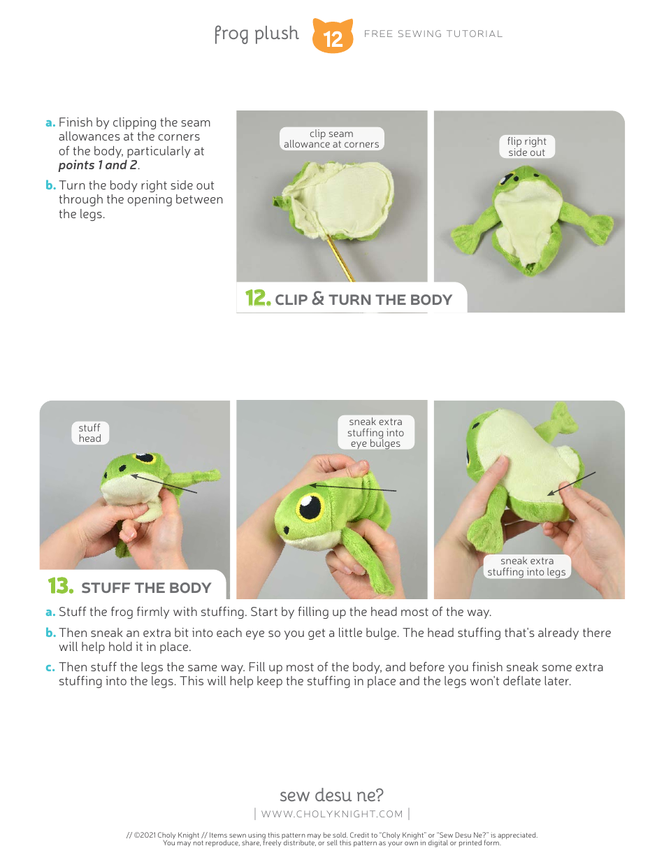 Frog Plush Sewing Template - Choly Knight, Page 12
