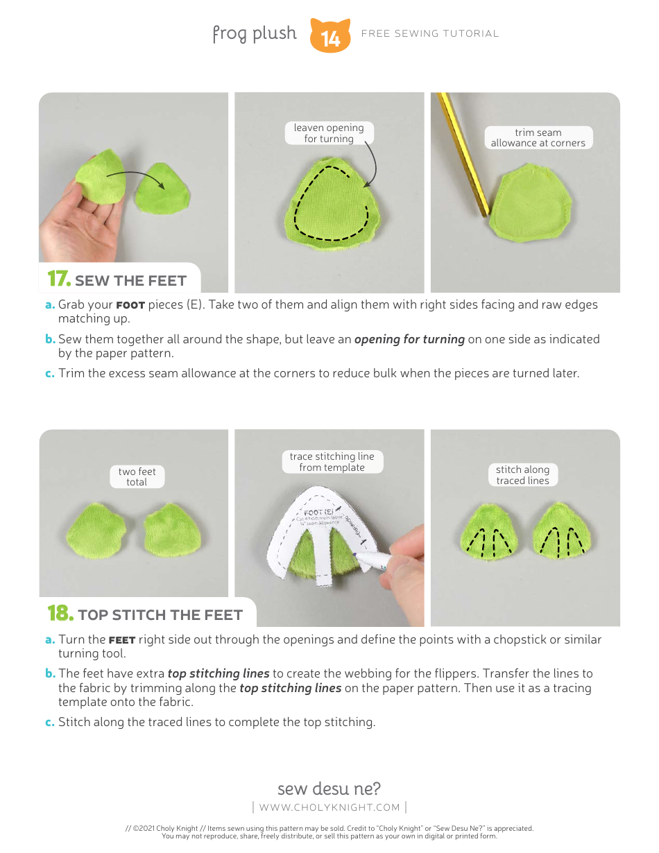 Frog Plush Sewing Template - Choly Knight, Page 14