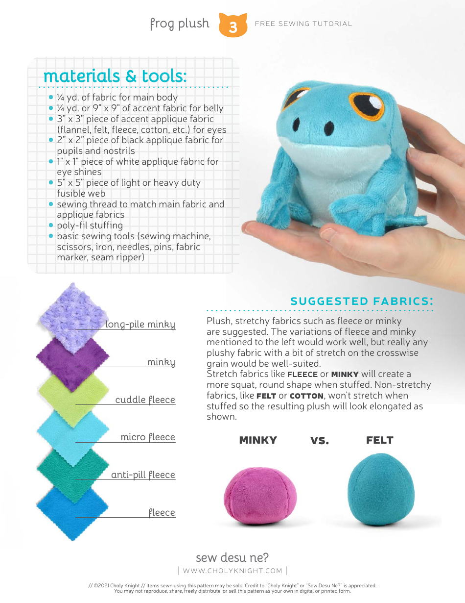 Frog Plush Sewing Template - Choly Knight Download Printable PDF ...