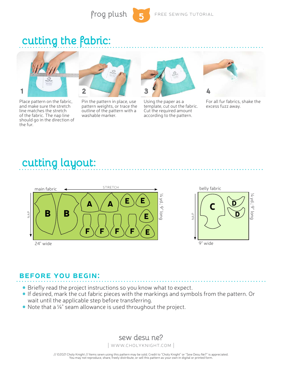 Frog Plush Sewing Template - Choly Knight, Page 5