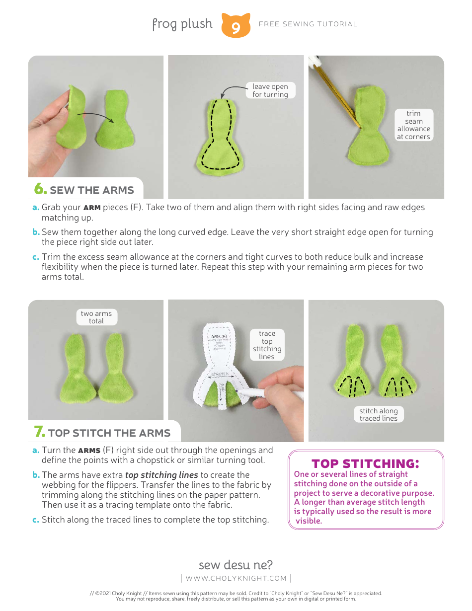 Frog Plush Sewing Template - Choly Knight, Page 9