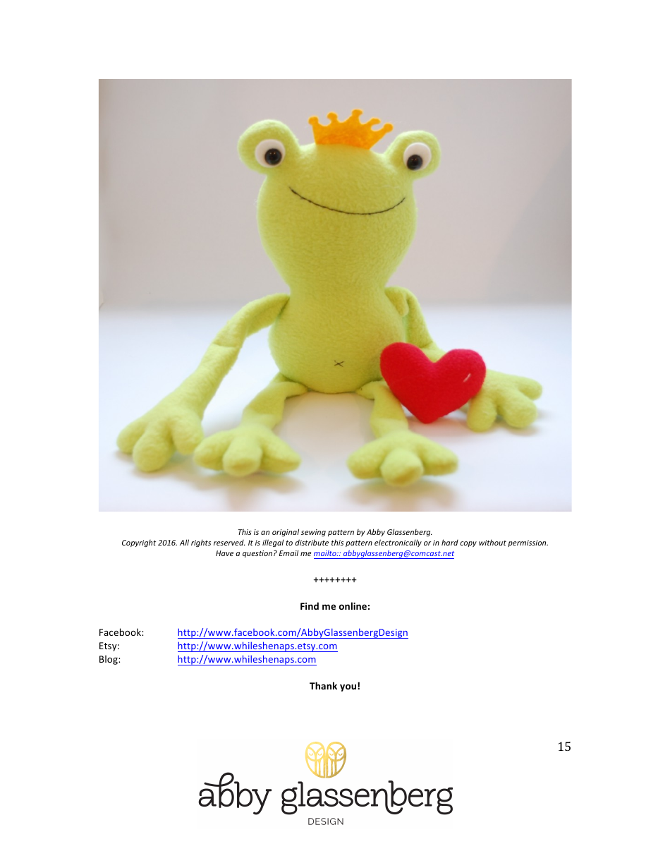 Plush Frog Pattern Templates - Abby Glassenberg, Page 15