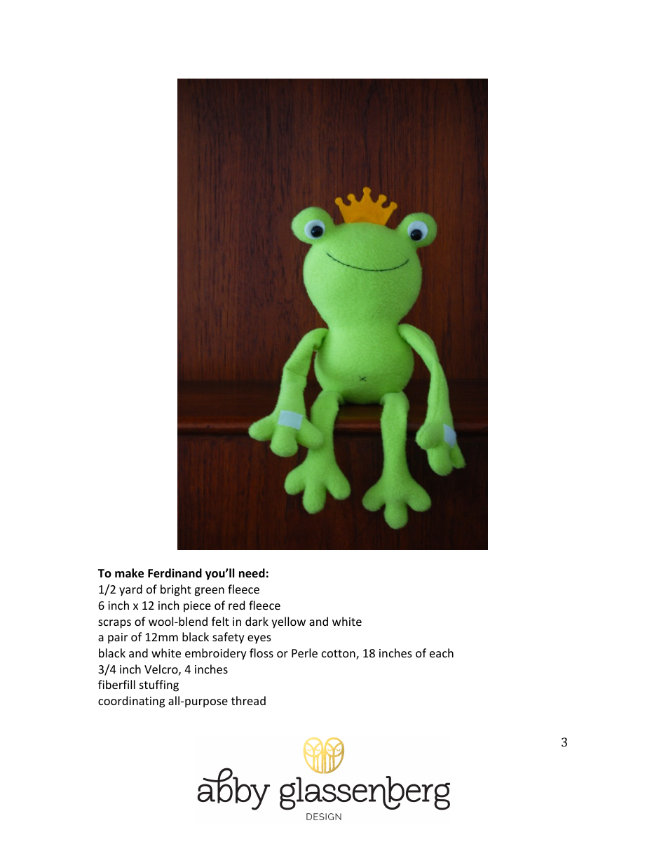 Plush Frog Pattern Templates - Abby Glassenberg Download Printable PDF ...