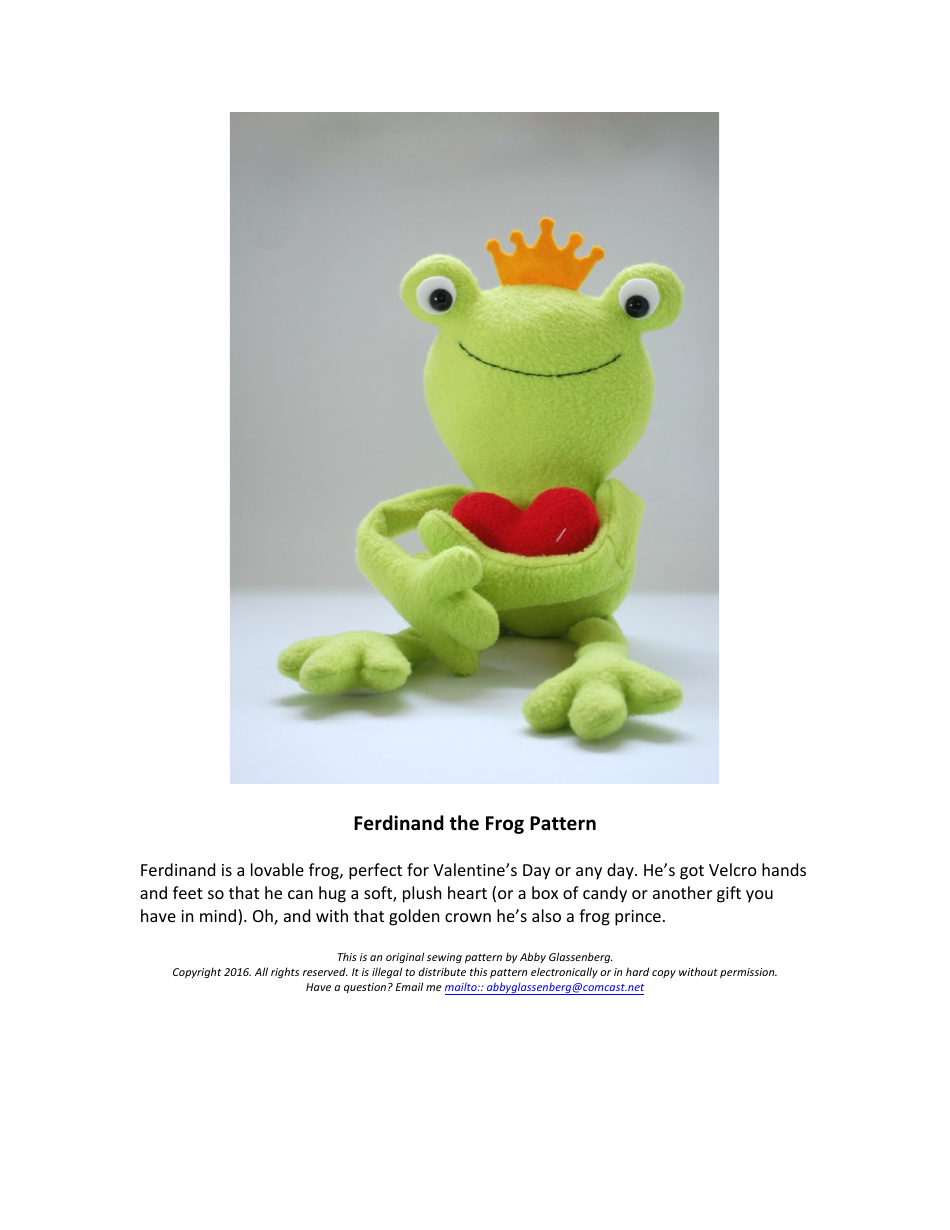 Plush Frog Pattern Templates - Abby Glassenberg Download Printable PDF ...