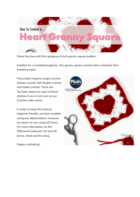 Heart Granny Square Crochet Pattern Preview