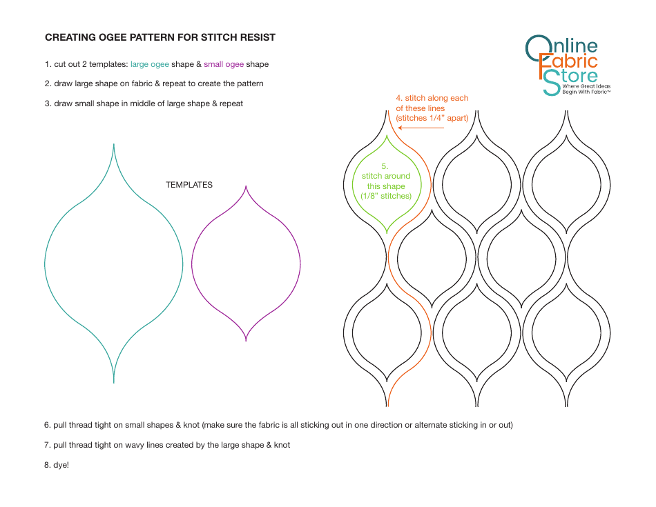 Ogee Pattern for Stitch Resist Download Printable PDF | Templateroller
