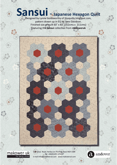 Japanese Hexagon Quilt Pattern Template - Preview Image