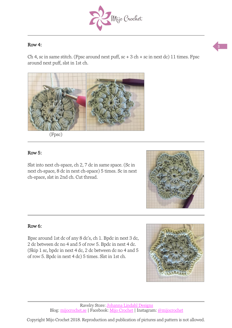 Windflower Hexagon Crochet Pattern - Mijo Crochet, Page 3