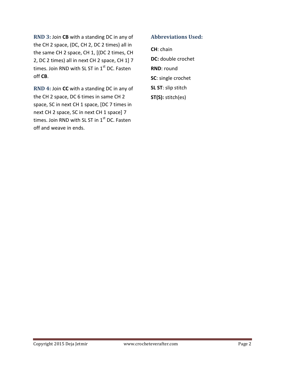 8 Petal Flower Motif Crochet Pattern, Page 2