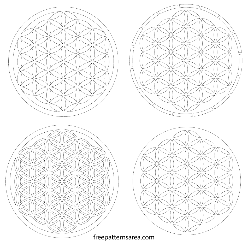 Sacred Geometry Flower of Life Outline Pattern Template, Page 1