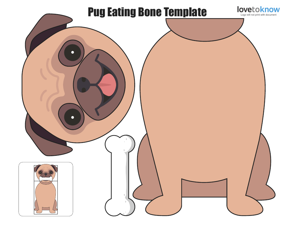 Pug Eating Bone Template, Page 1