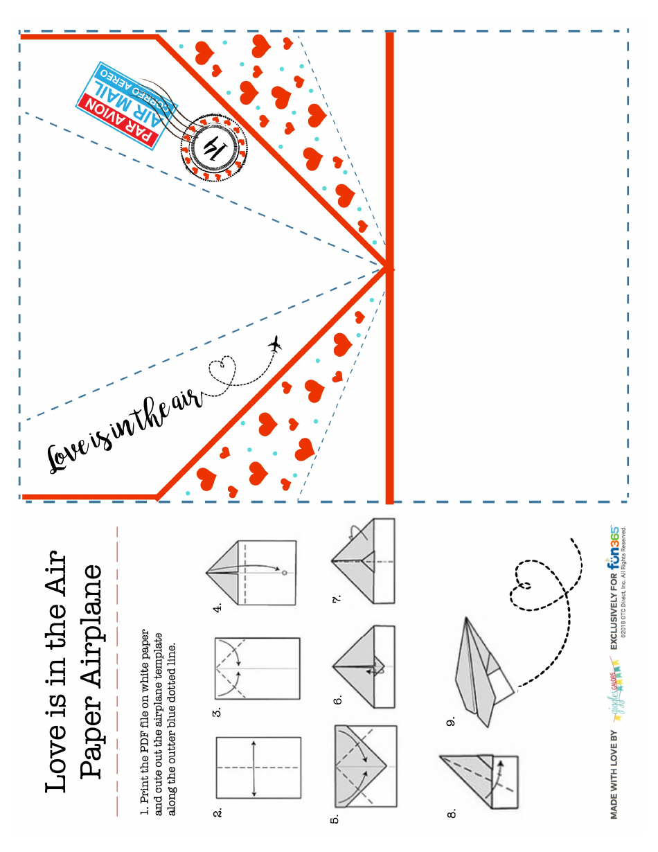 Love Is in the Air Paper Airplane Template, Page 1