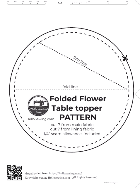 Folded Flower Table Topper Sewing Pattern Template