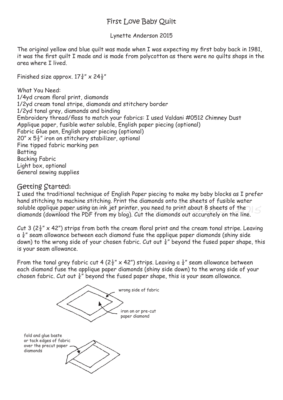 First Love Baby Quilt Pattern Templates, Page 2