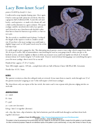 Document preview: Lacy Bow-Knot Scarf Knitting Pattern