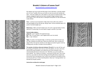 Document preview: Column of Leaves Scarf Knitting Pattern