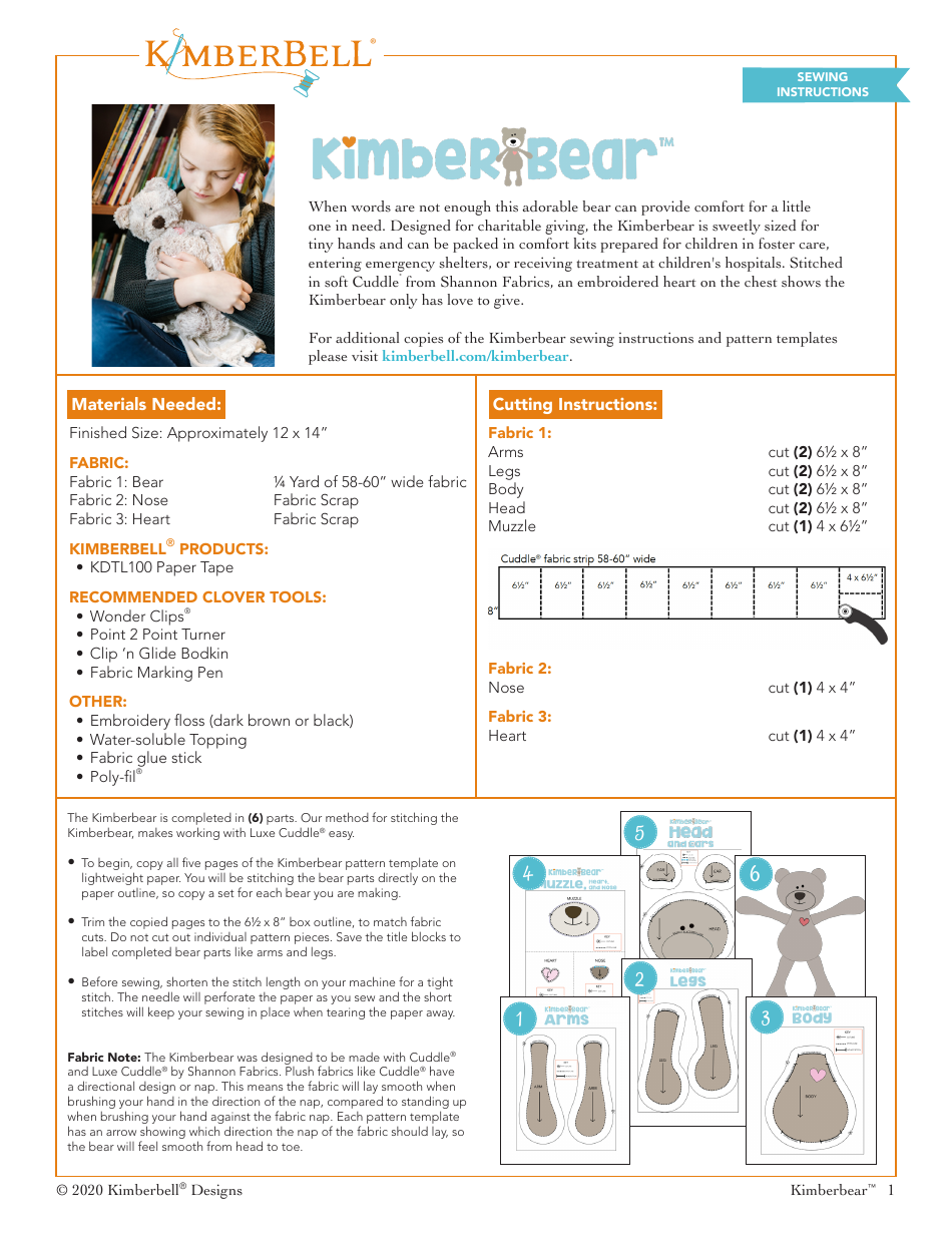 Sewing pattern templates for Kimberbear dolls