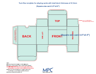 Document preview: Tuck Box Template for Playing Cards With Total Deck Thickness of 41.5mm
