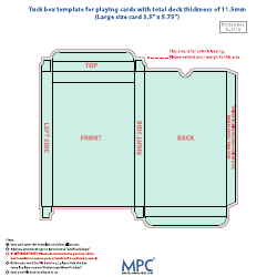 Document preview: Tuck Box Template for Playing Cards With Total Deck Thickness of 11.5mm