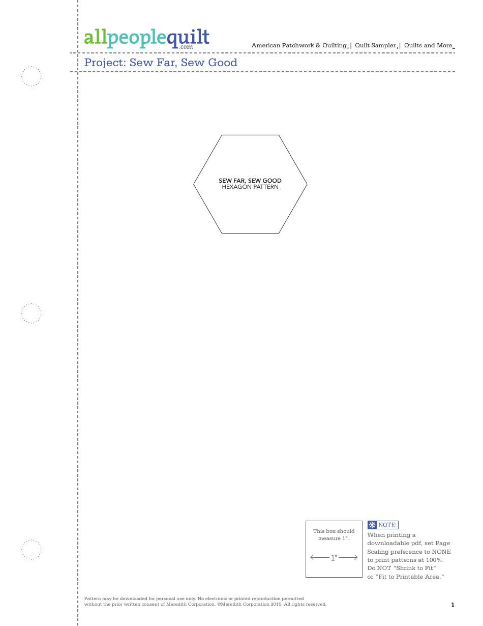 Sew Far, Sew Good Quilt Pattern Template Download Printable PDF