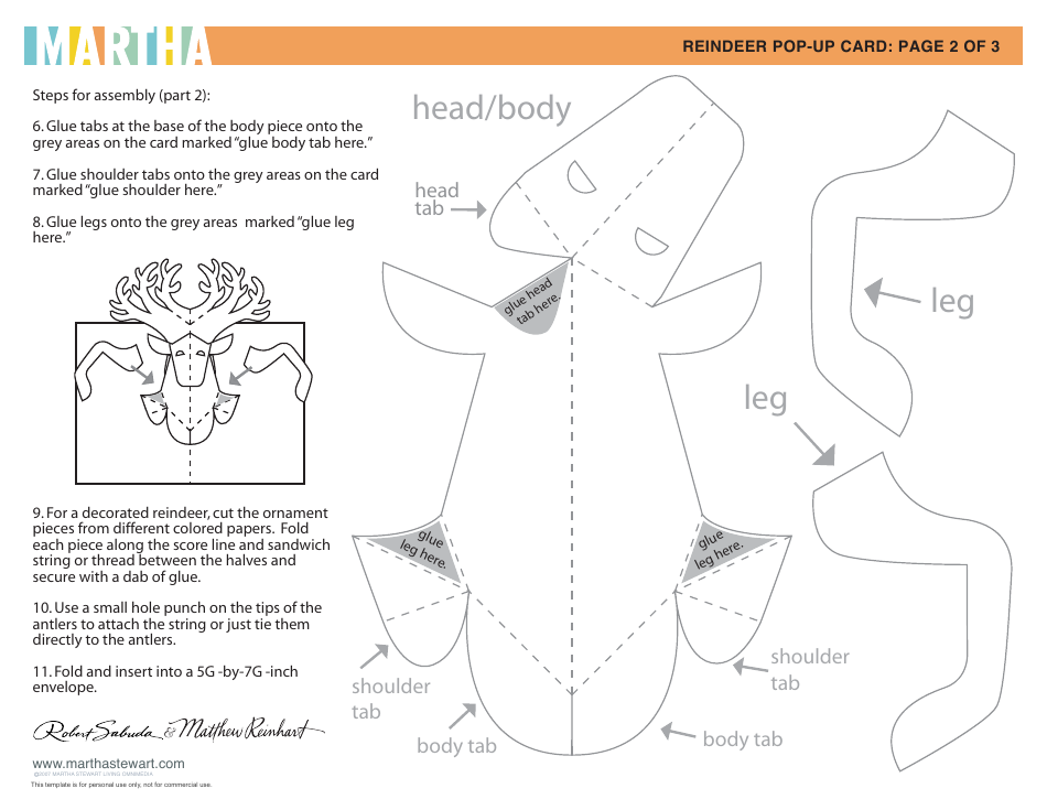 Reindeer Pop-Up Card Template Download Printable PDF | Templateroller