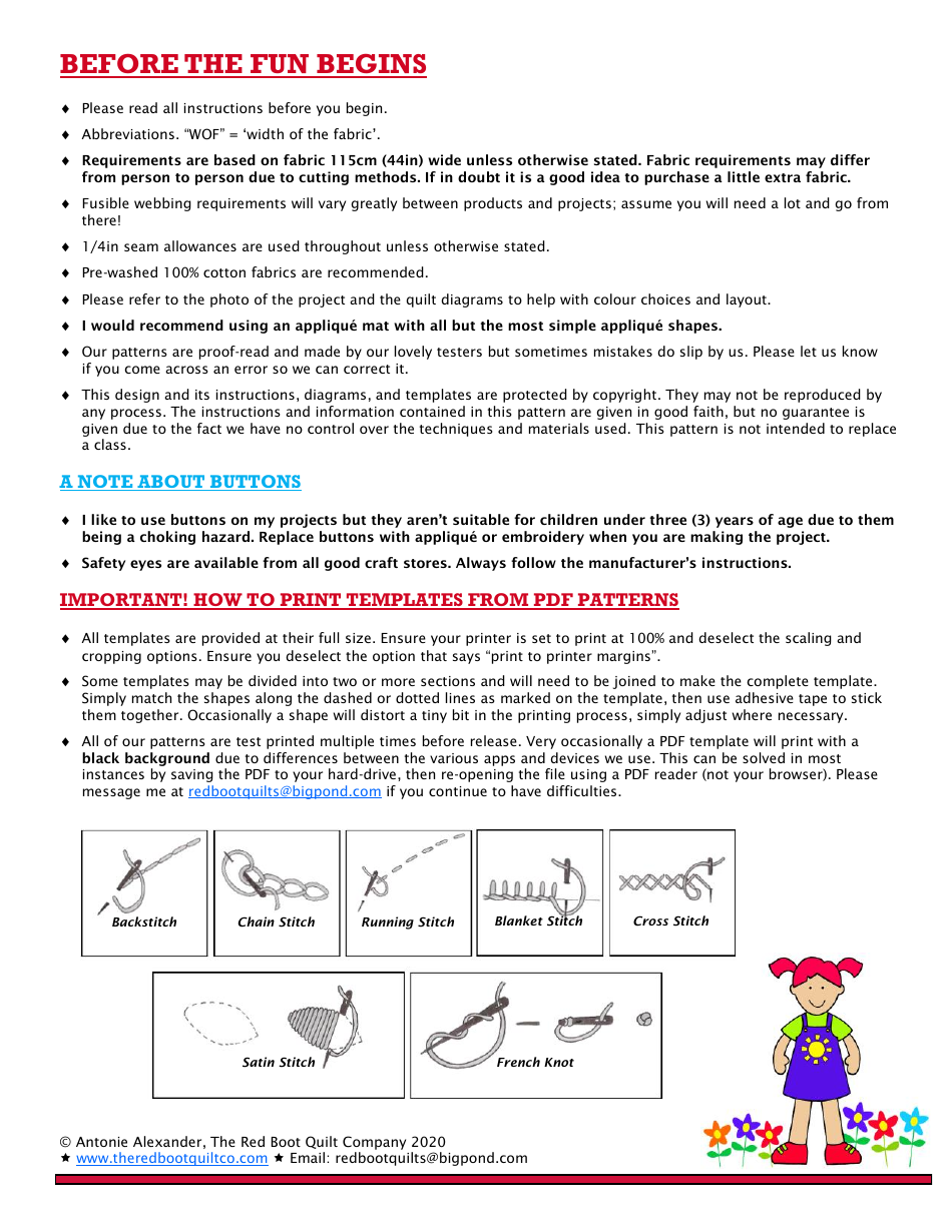 Flower Fairies Quilt Pattern Templates, Page 2
