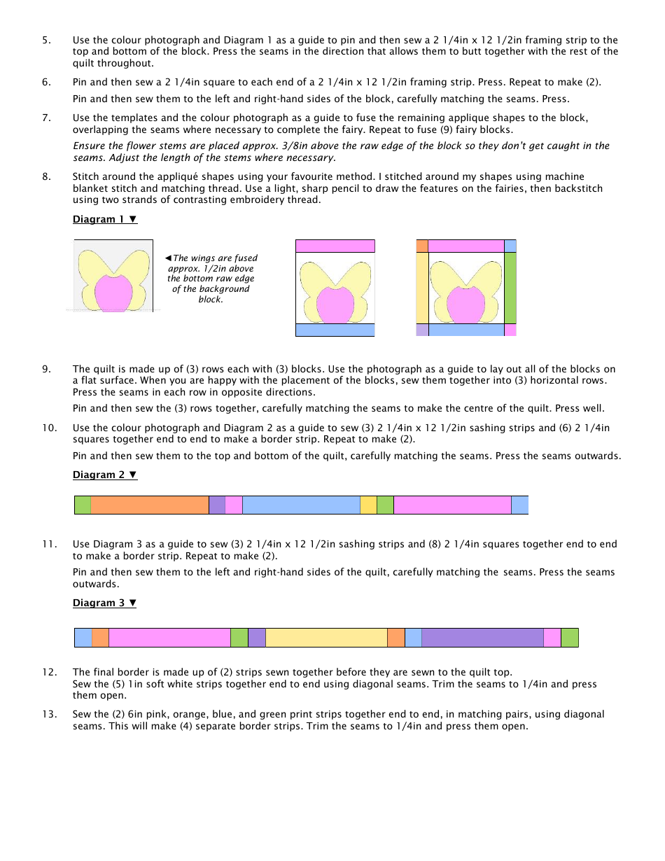 Flower Fairies Quilt Pattern Templates, Page 4
