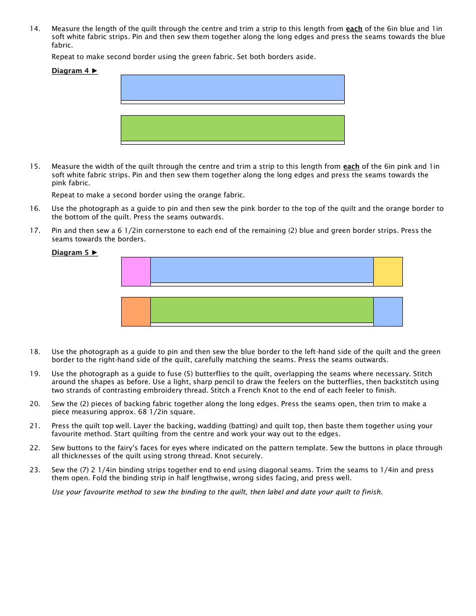 Flower Fairies Quilt Pattern Templates, Page 5