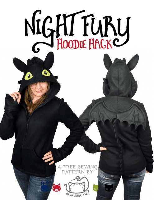 Night Fury Hoodie Sewing Pattern Templates - Image Preview