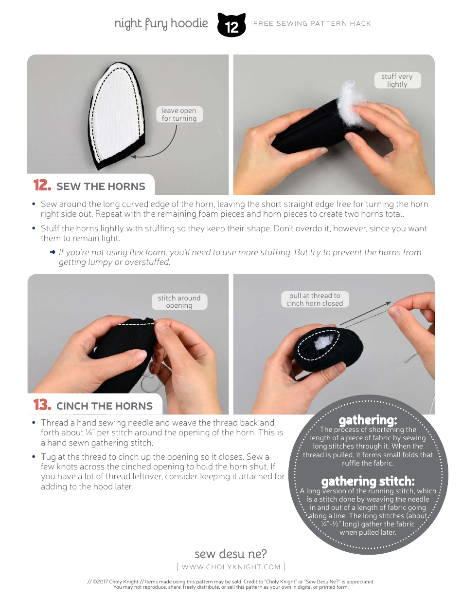 Night Fury Hoodie Sewing Pattern Templates, Page 12