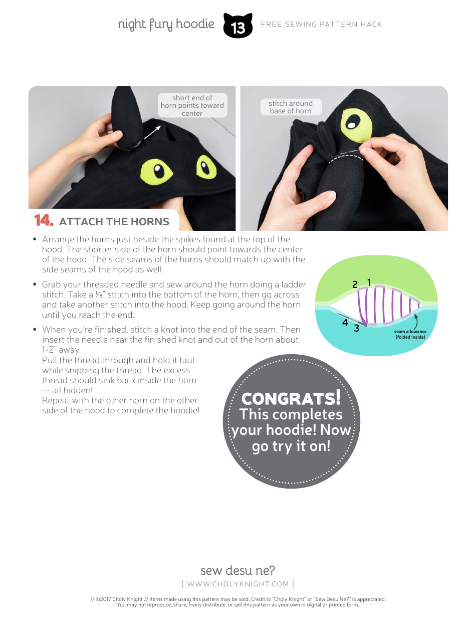 Night Fury Hoodie Sewing Pattern Templates, Page 13