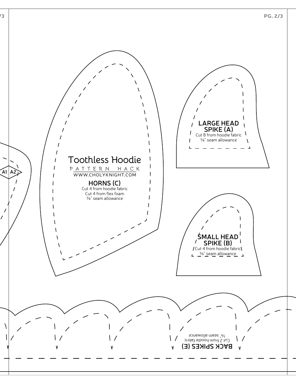 Night Fury Hoodie Sewing Pattern Templates, Page 15