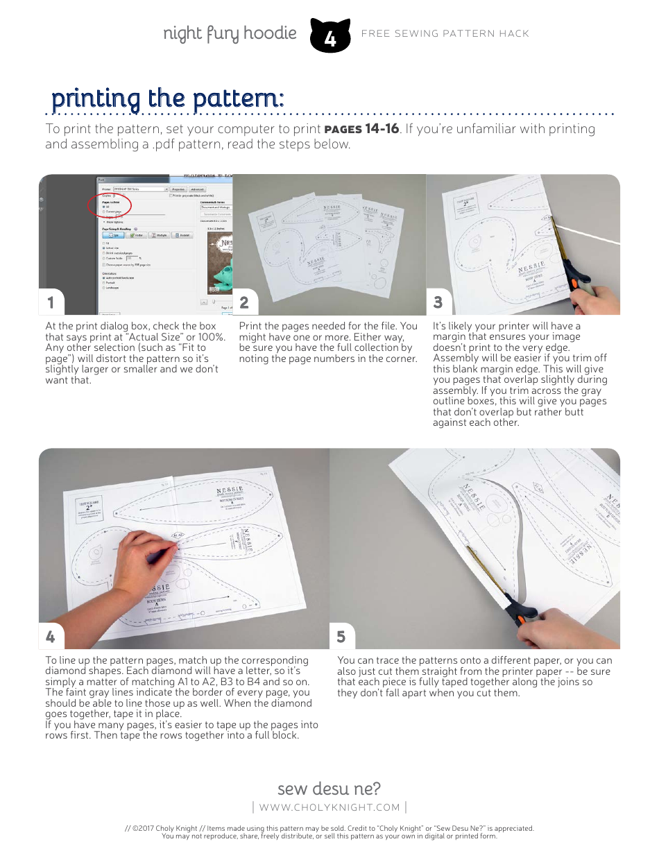 Night Fury Hoodie Sewing Pattern Templates, Page 4