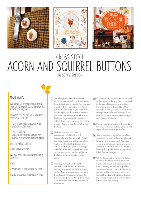Acorn and Squirrel Button Cross-stitch Pattern- Image Preview