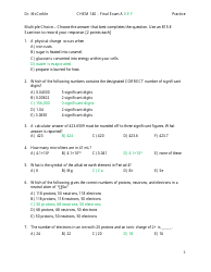 Chem 140 Final Exam a Key, Page 3