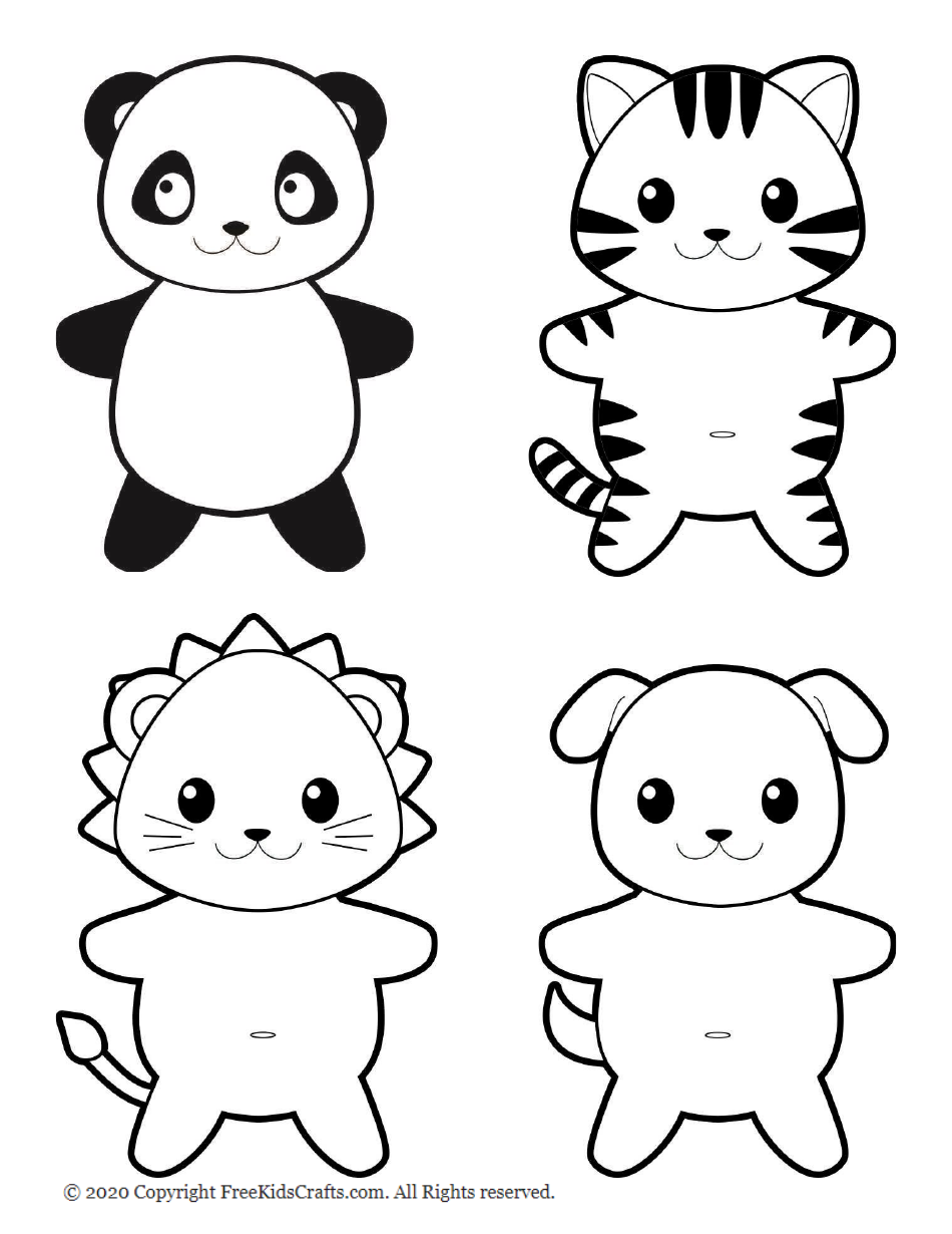 Cute Animal Paper Doll Templates - Freekidscraft Download Printable PDF ...