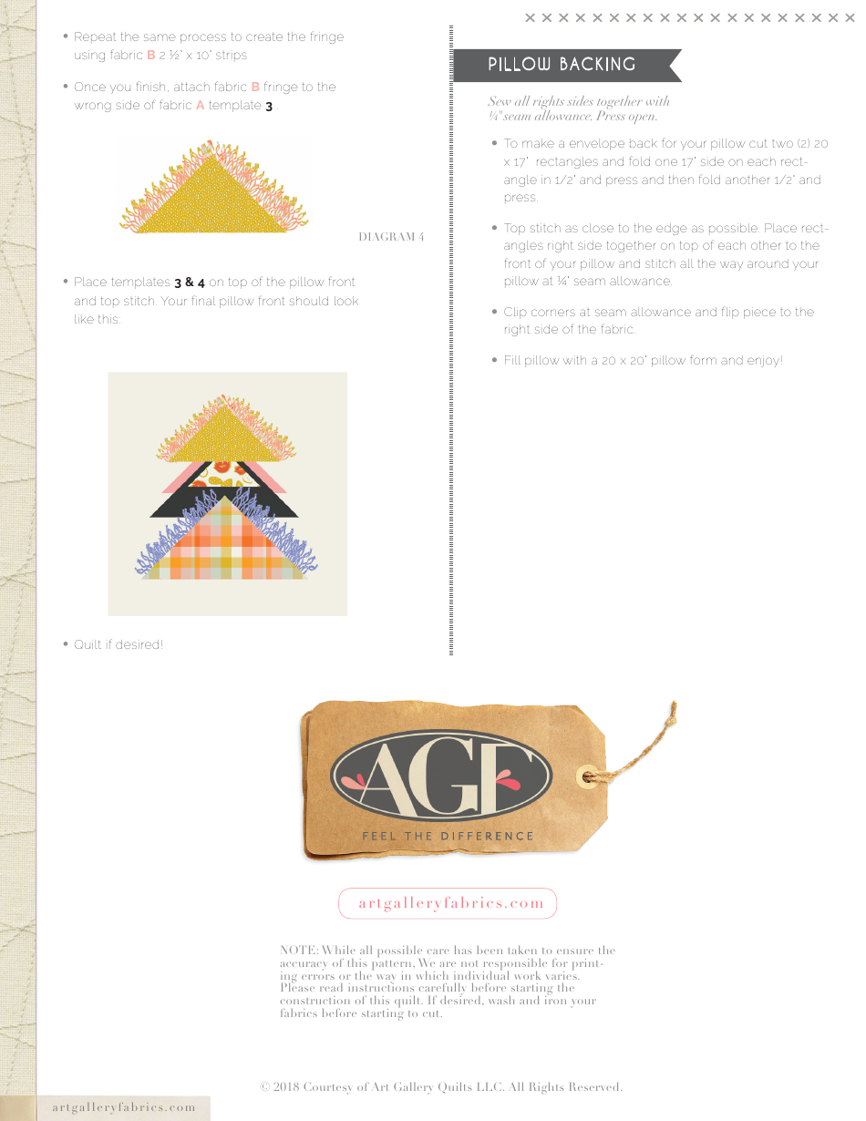 Joyride Pillow Design Pattern Templates - Art Gallery Quilts, Page 4