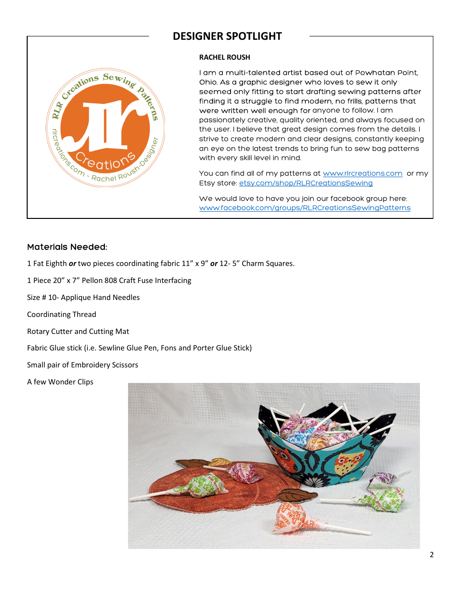 Pentagon Fabric Bowl Pattern Templates - Carrie Lehman and Rachel Roush, Page 2