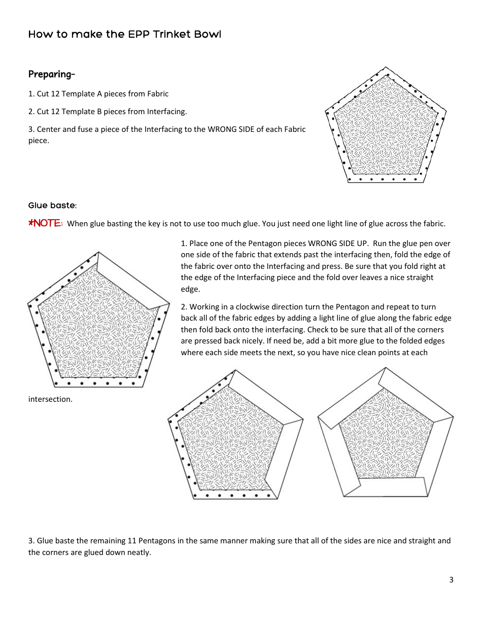 Pentagon Fabric Bowl Pattern Templates - Carrie Lehman and Rachel Roush, Page 3