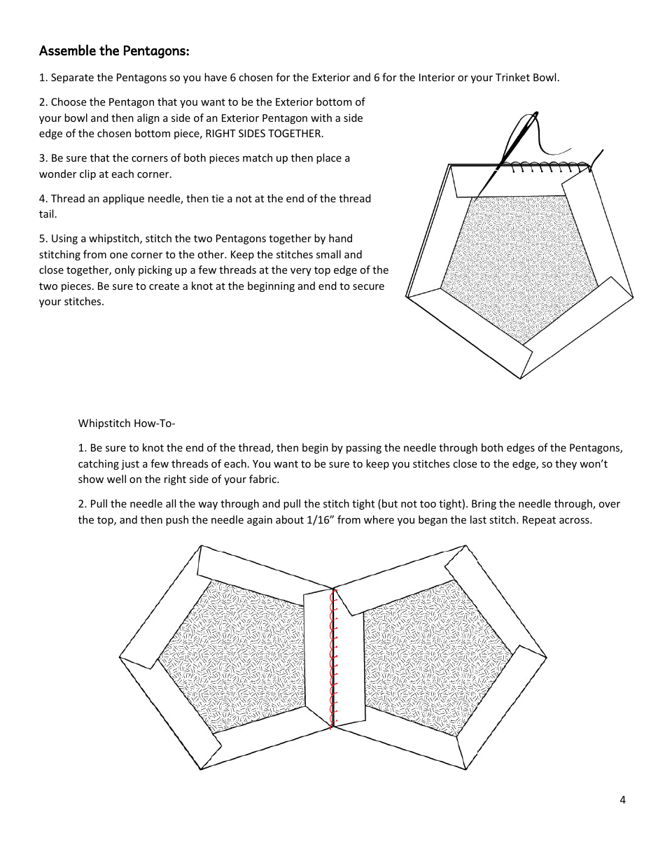 Pentagon Fabric Bowl Pattern Templates - Carrie Lehman and Rachel Roush, Page 4