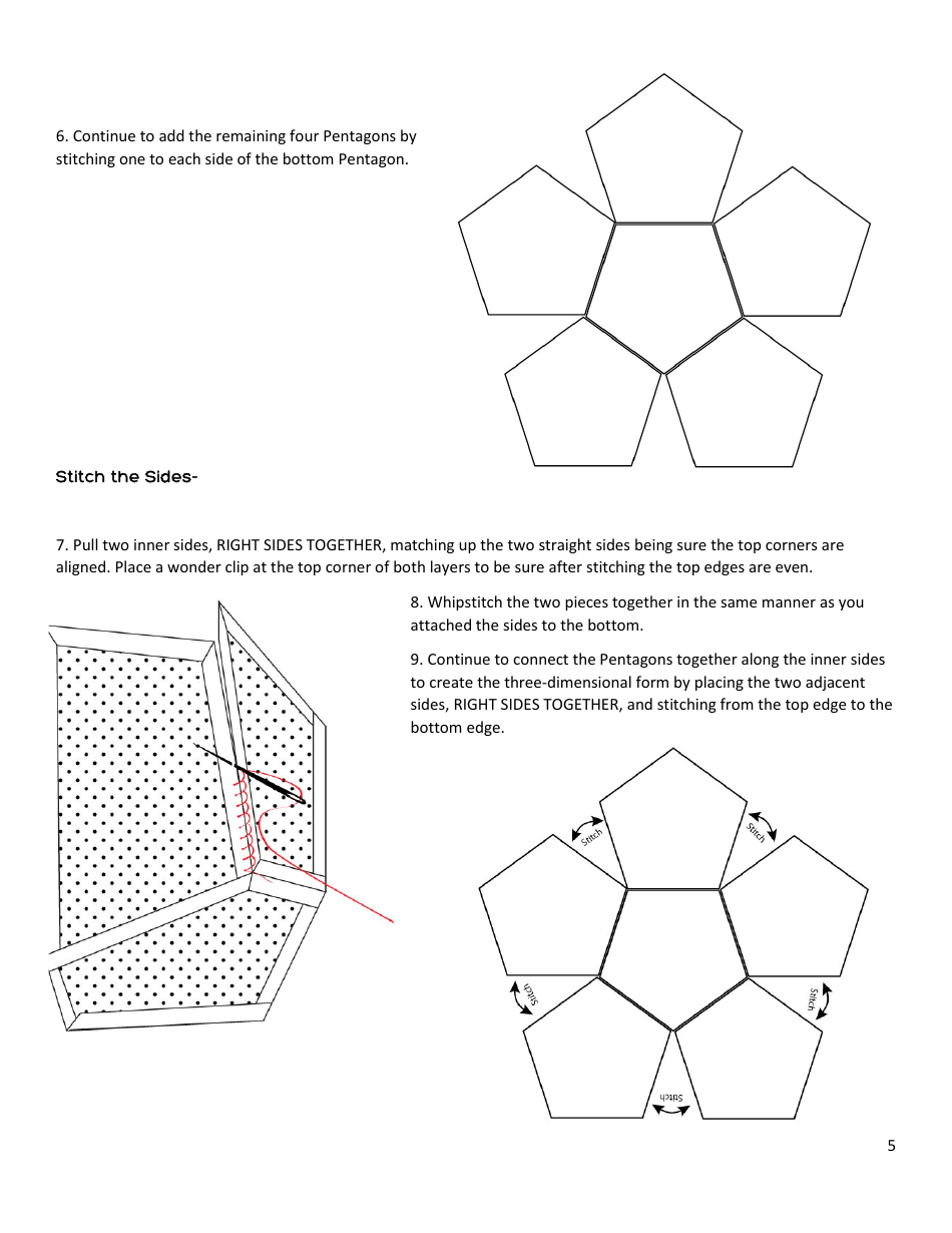 Pentagon Fabric Bowl Pattern Templates - Carrie Lehman and Rachel Roush, Page 5