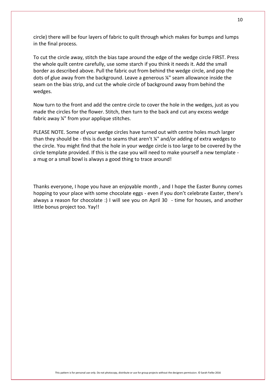 Down the Rabbit Hole Quilting Pattern - Sarah Fielke, Page 10