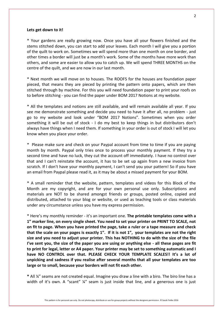 Down the Rabbit Hole Quilting Pattern - Sarah Fielke, Page 2