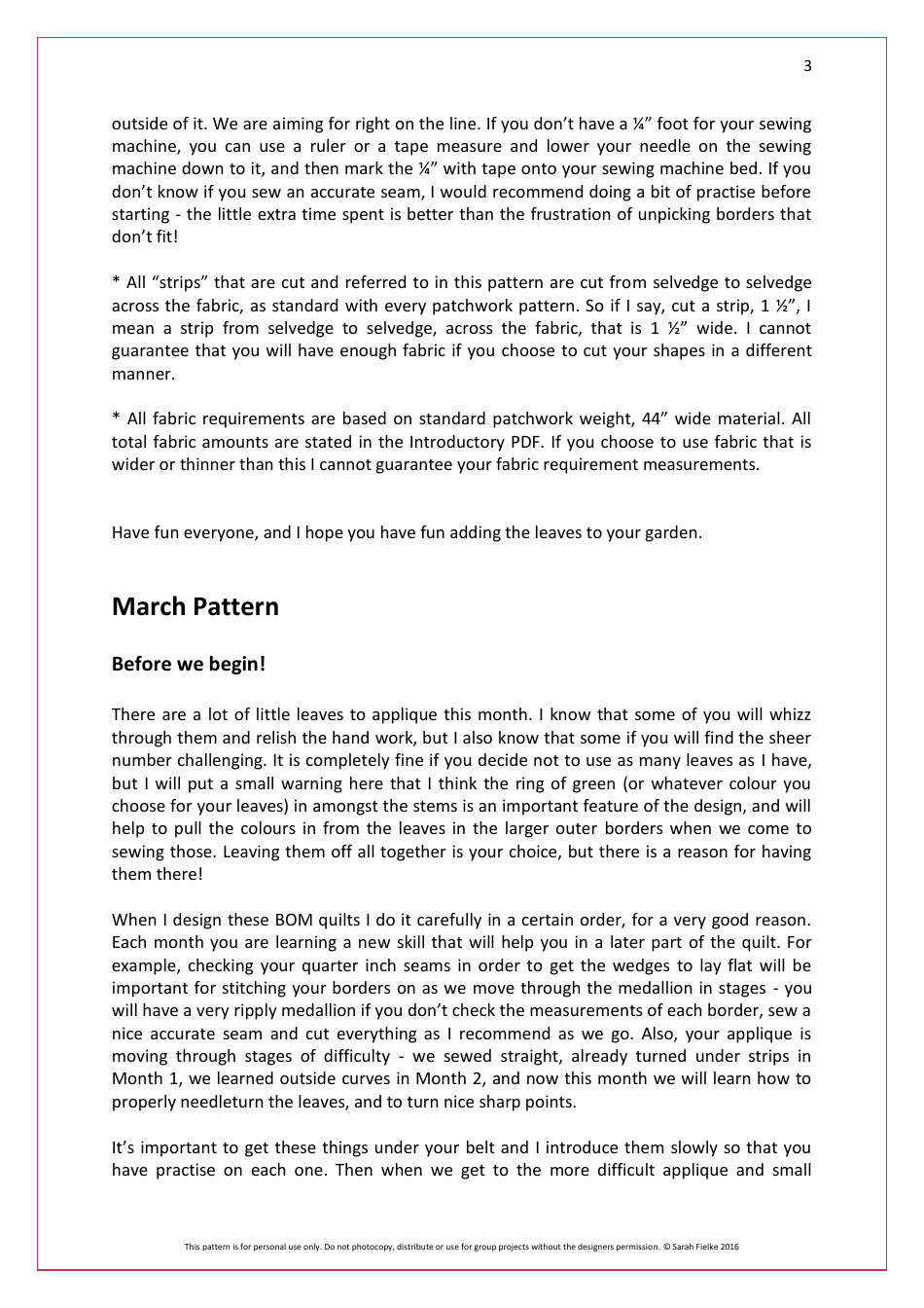 Down the Rabbit Hole Quilting Pattern - Sarah Fielke, Page 3