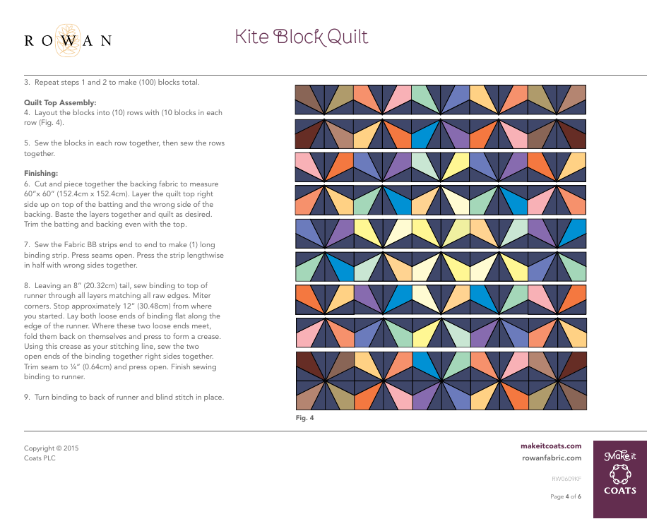 Kite Block Quilt Pattern Template, Page 4