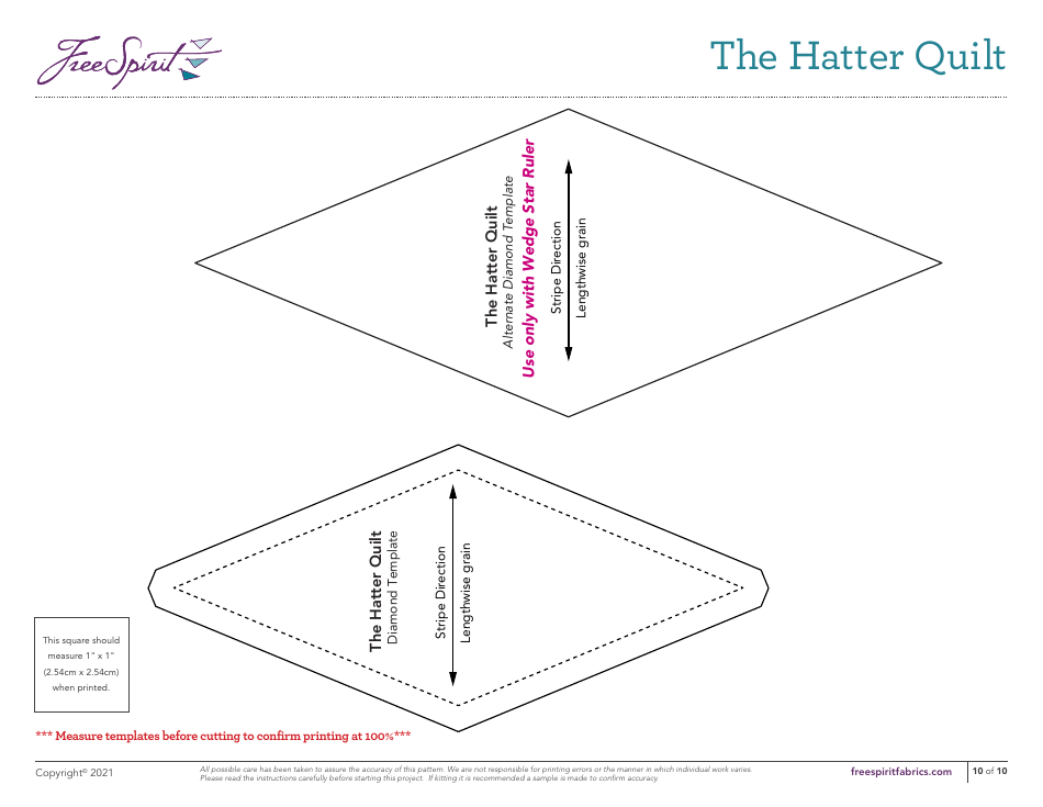 Hatter Quilt Pattern Templates, Page 10