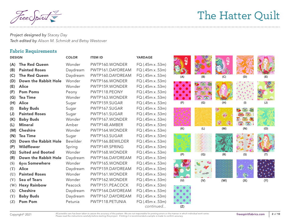Hatter Quilt Pattern Templates, Page 2