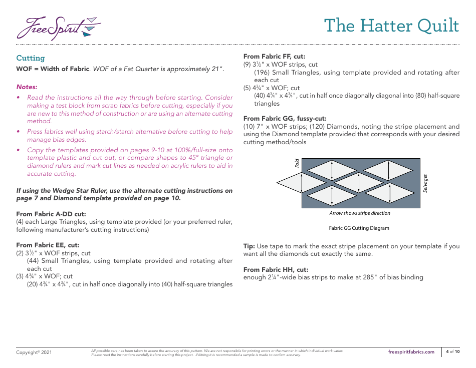 Hatter Quilt Pattern Templates, Page 4